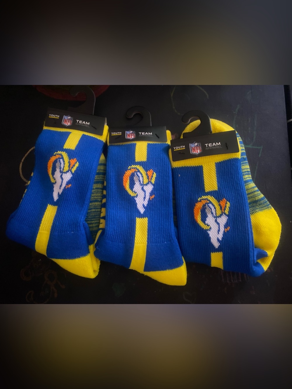 NFL Youth Team Blue & Yellow middle high Socks - 3 Pack
